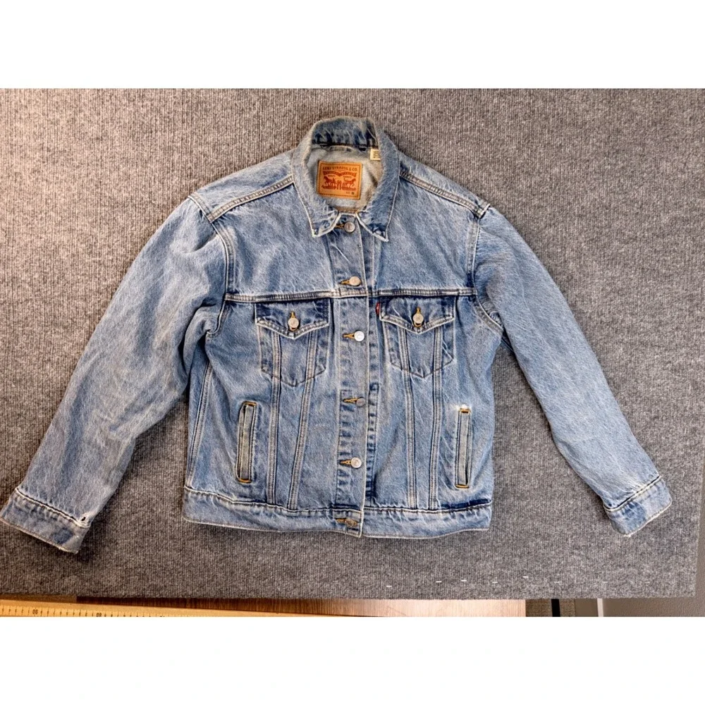 Levis Denim Trucker Jacket Mens Medium Blue Cotton Faded Workwear Streetwear M